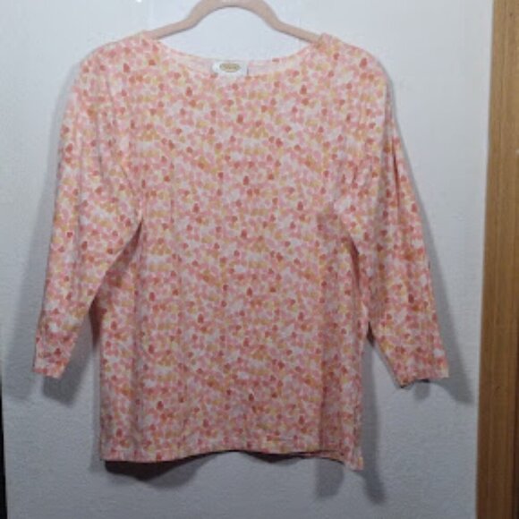 Talbots knit 3/4 sleeve fuchsia Top with Hearts Size L - Picture 10 of 13